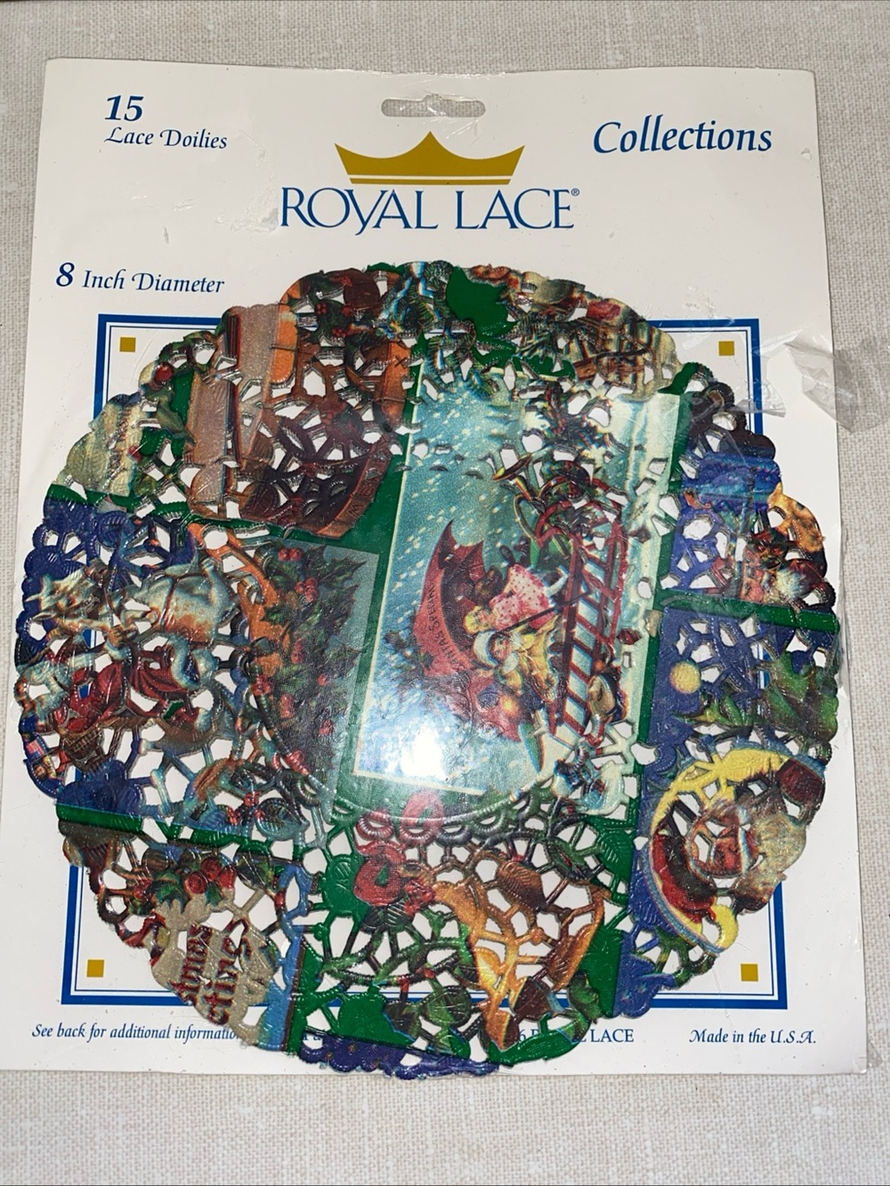 VTG Doilies Paper Royal Lace 8”‎ Round Holiday Christmas Print Decor Pack Of 15